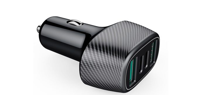 碳纖維車載充電器2QC3.0+2PD 碳纖維車載充電器2QC3.0+2PD