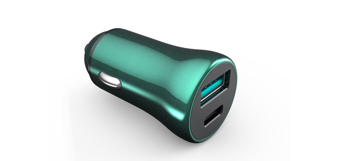 新款噴車漆鋁合金車載充電器PD18W+QC3.0 新款噴車漆鋁合金車載充電器PD18W+QC3.0