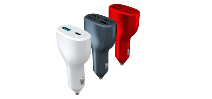 流線型大功率車載充電器QC+PD/2PD+2QC 流線型大功率車載充電器QC+PD/2PD+2QC