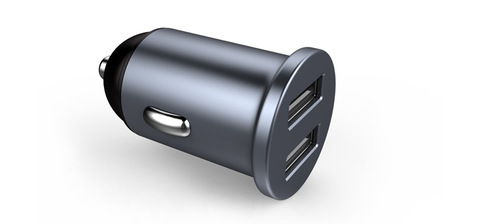 鋅合金雙口USB車載充電器 鋅合金雙口USB車載充電器